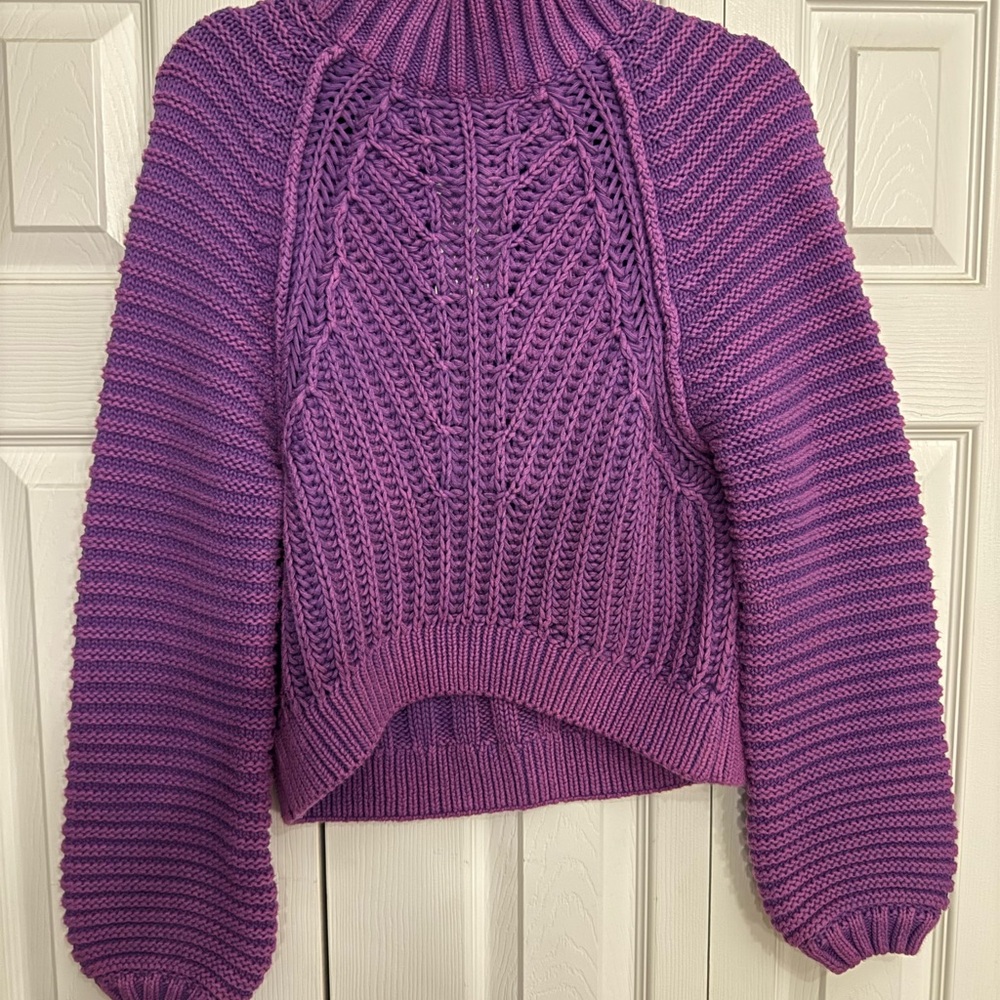 Free People Purple Cowl Neck Sweater